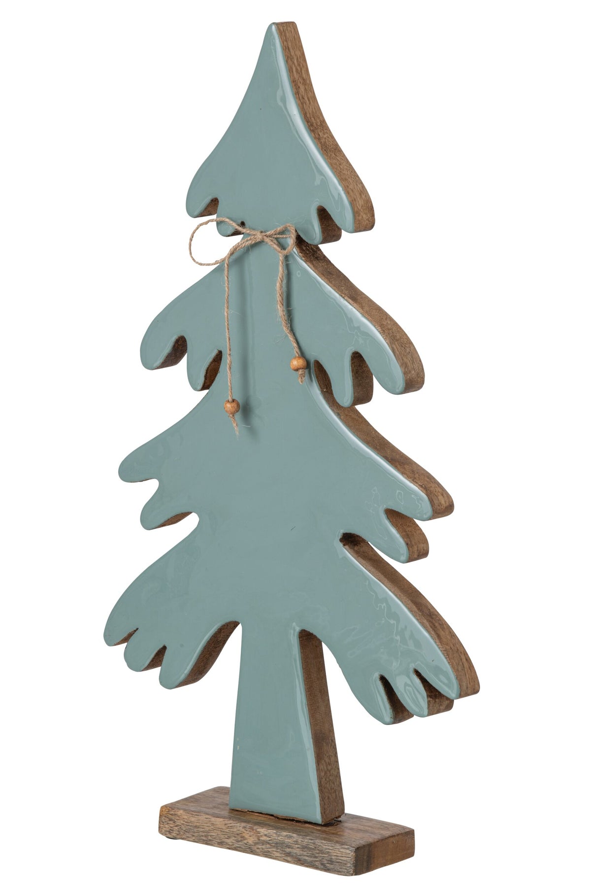 Pine Tree Bow Mango Wood Natural/Turquoise Large
