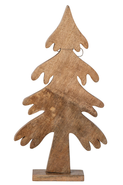 Pine Tree Bow Mango Wood Natural/Turquoise Large