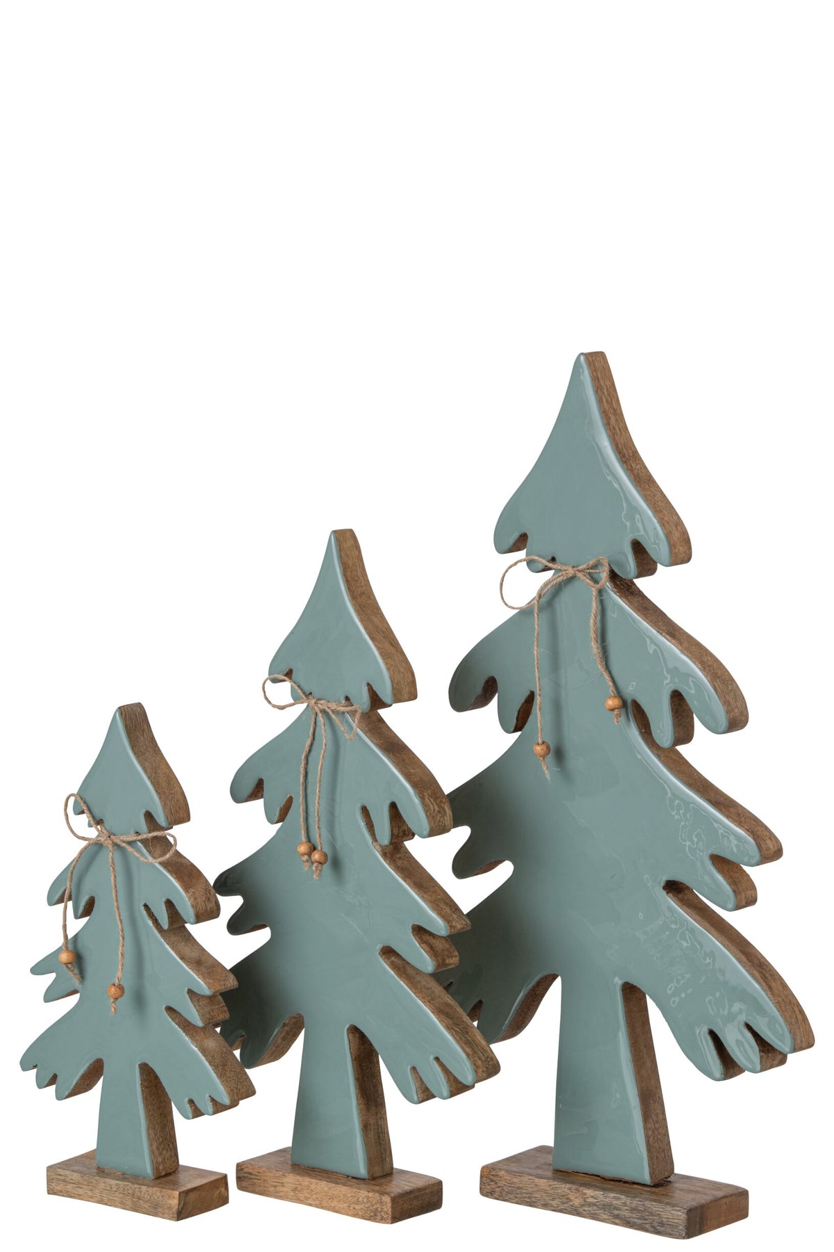 Pine Tree Bow Mango Wood Natural/Turquoise Large