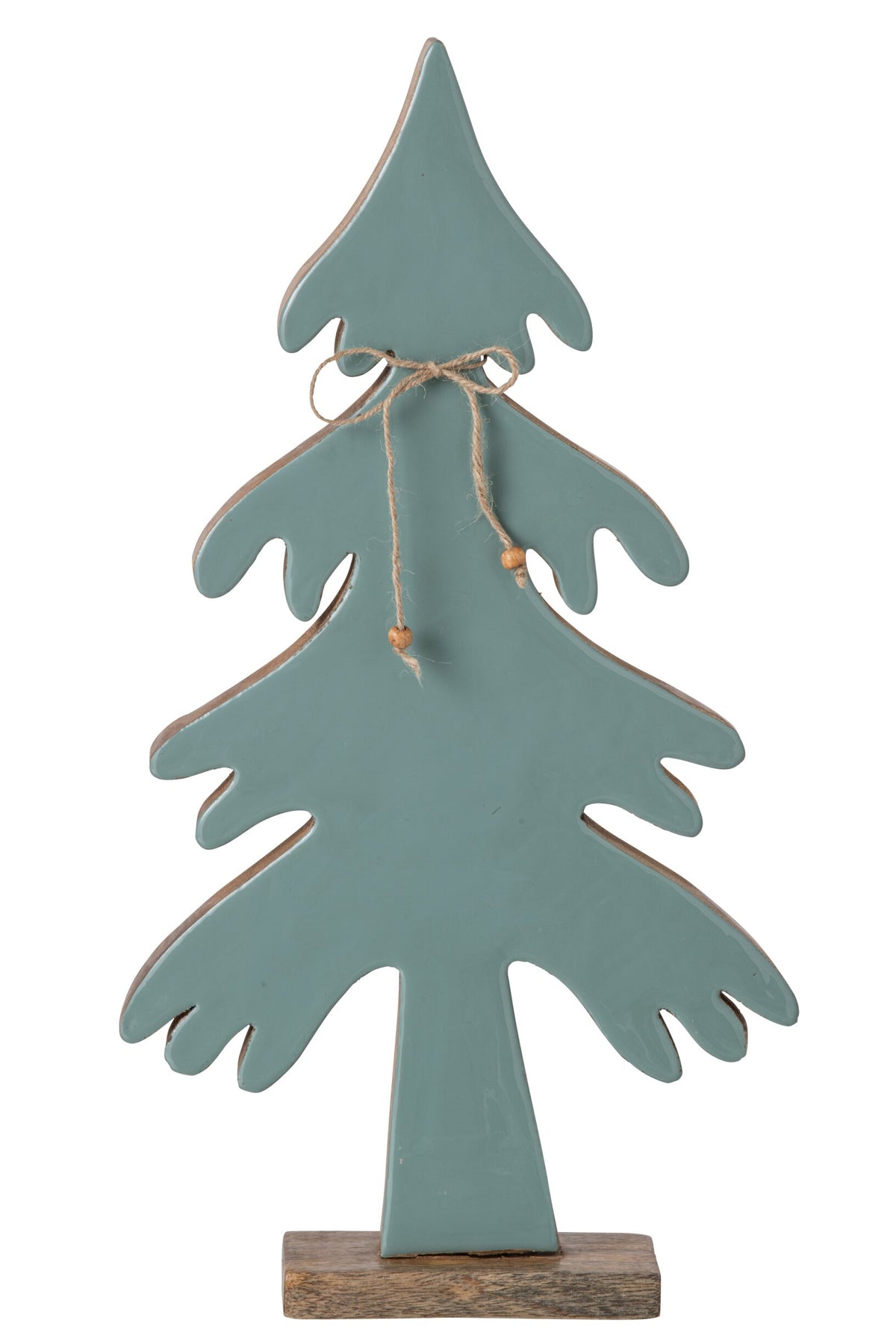Pine Tree Bow Mango Wood Natural/Turquoise Large