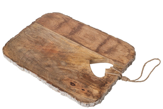 Planche à découper cœur + écorce bois de manguier naturel grande