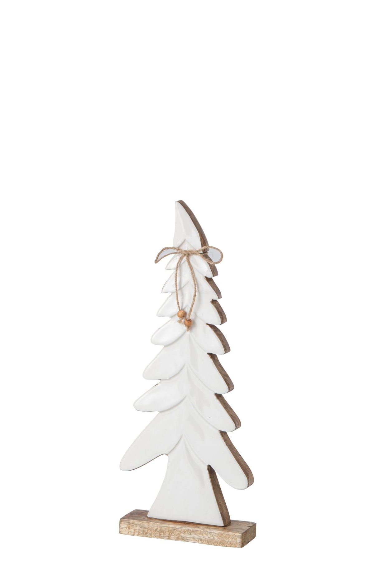 Pine Tree Bow Mango Wood Natural/White Small