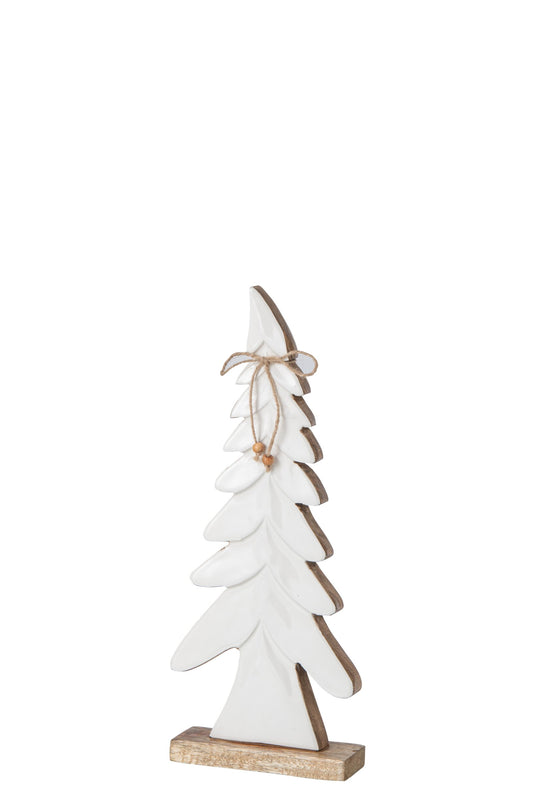Pine Tree Bow Mango Wood Natural/White Small