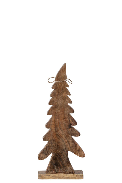 Pine Tree Bow Mango Wood Natural/White Small