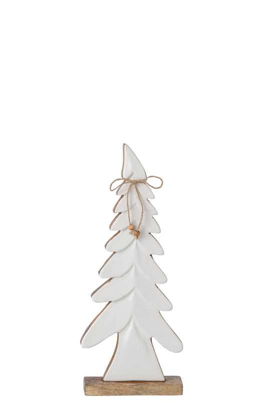 Pine Tree Bow Mango Wood Natural/White Small