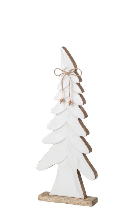 Pine Tree Bow Mango Wood Natural/White Medium