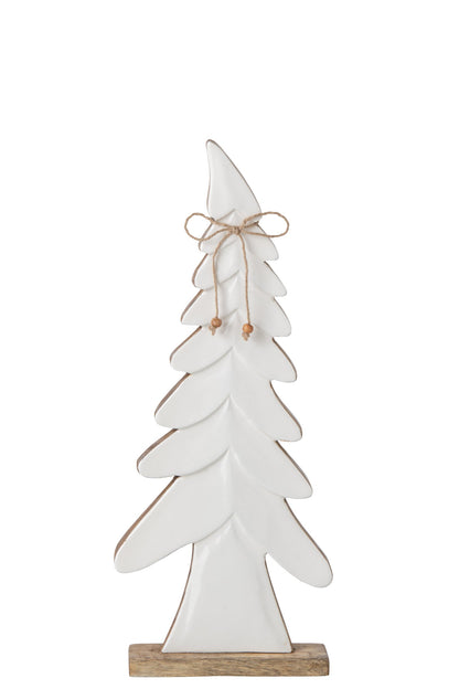 Pine Tree Bow Mango Wood Natural/White Medium