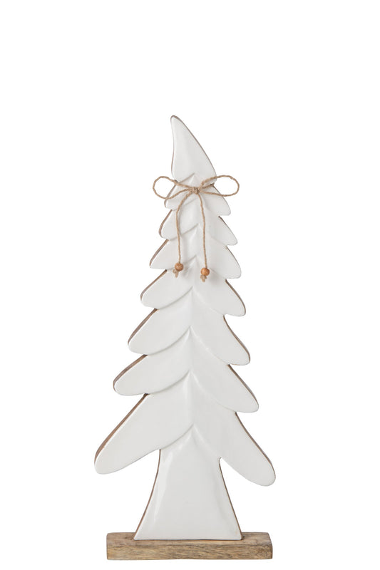 Pine Tree Bow Mango Wood Natural/White Medium