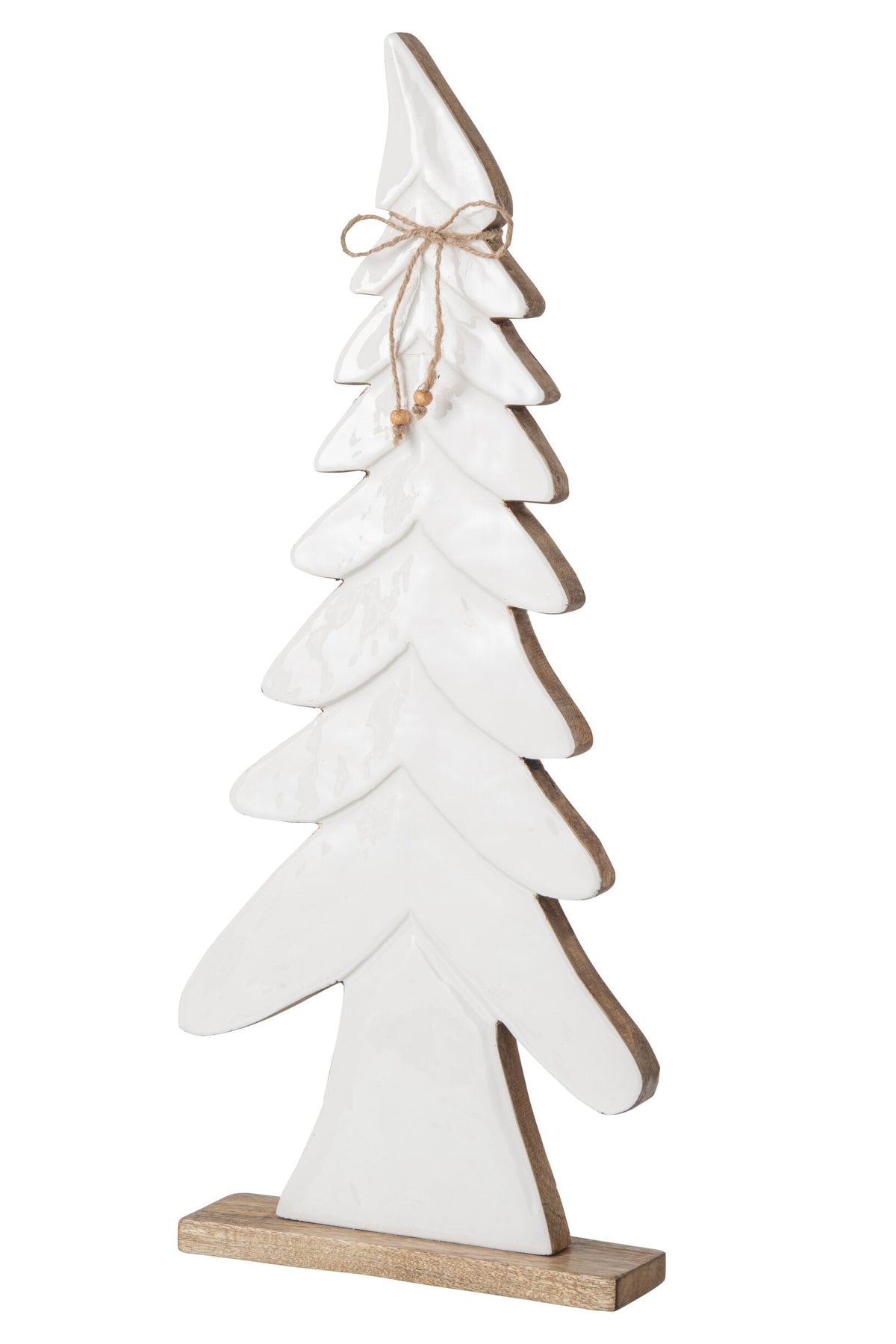 Pine Tree Bow Mango Wood Natural/White Large