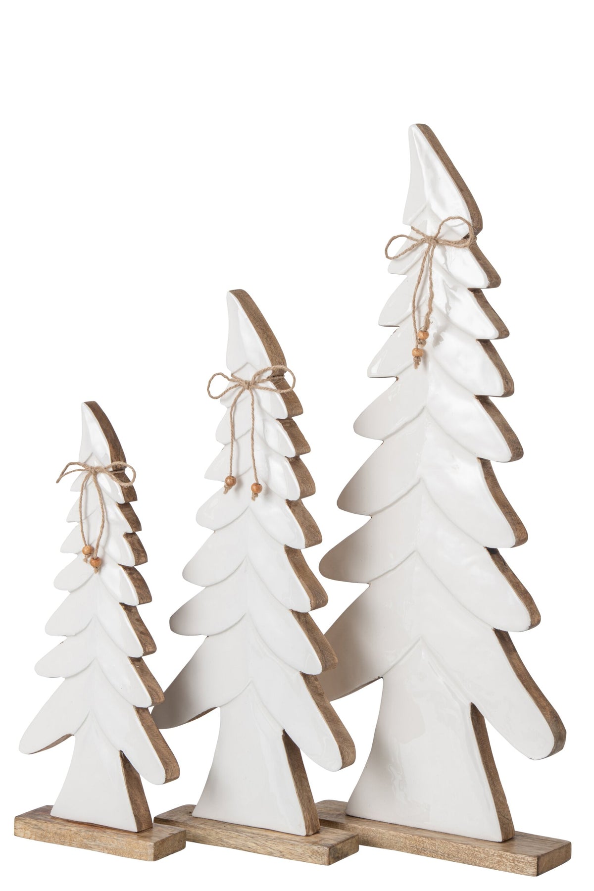 Pine Tree Bow Mango Wood Natural/White Large