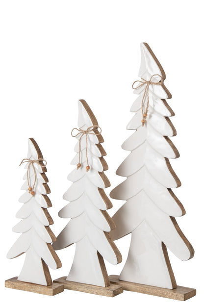Pine Tree Bow Mango Wood Natural/White Large
