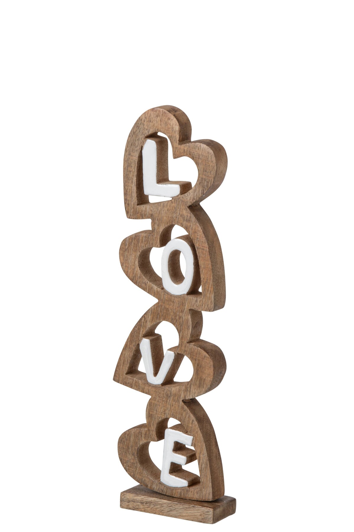Love Heart Mango Wood Natural/White Small