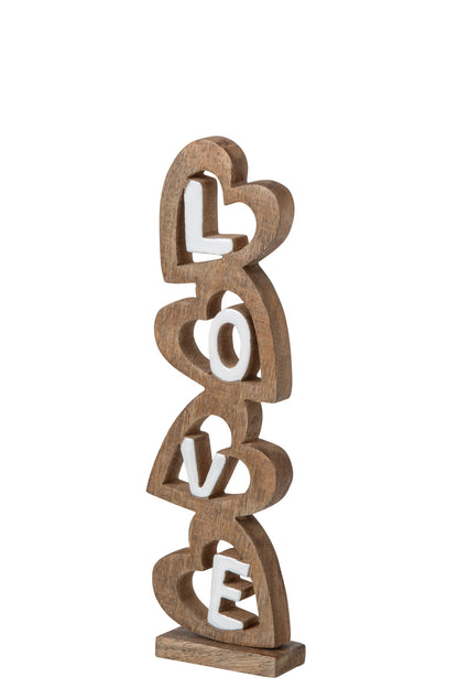 Love Heart Mango Wood Natural/White Small