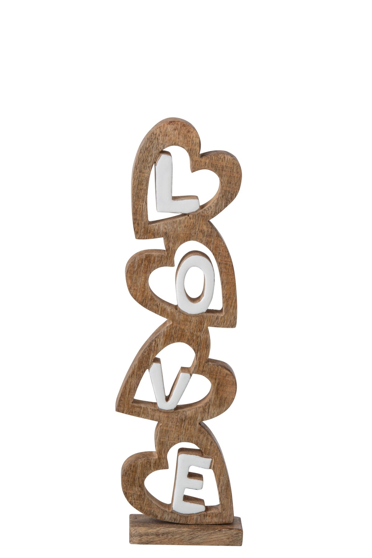 Love Heart Mango Wood Natural/White Small