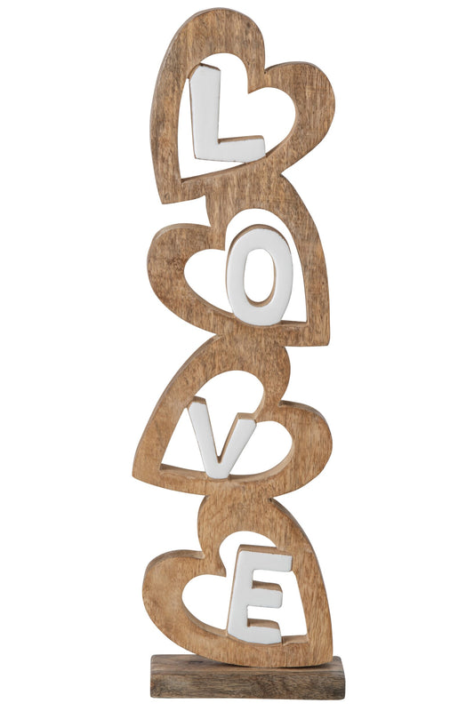 Love Heart Mango Wood Natural/White Large