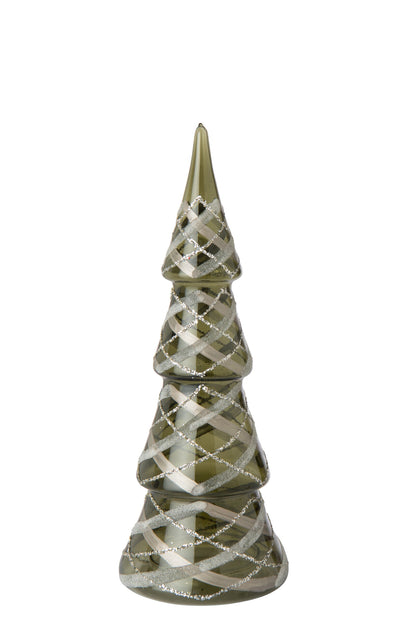 Tree Checkered Glass Dark Green/Gold Small