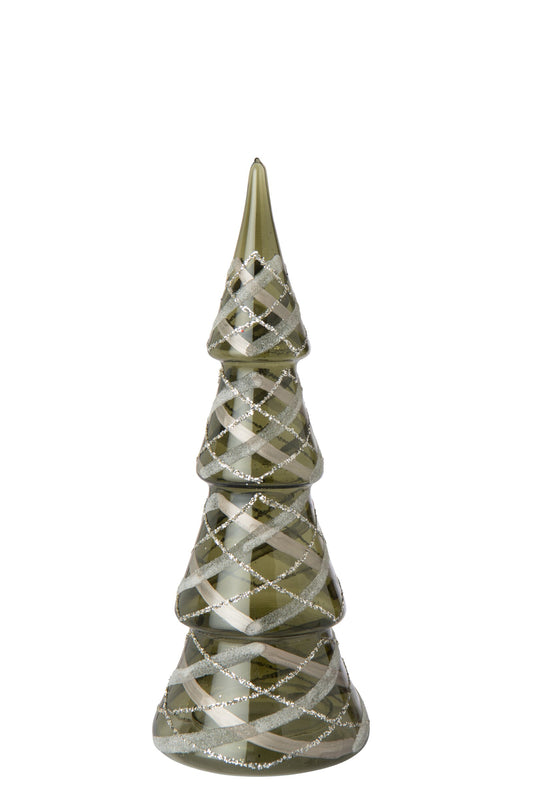 Tree Checkered Glass Dark Green/Gold Small