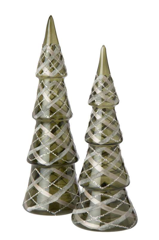 Tree Checkered Glass Dark Green/Gold Large
