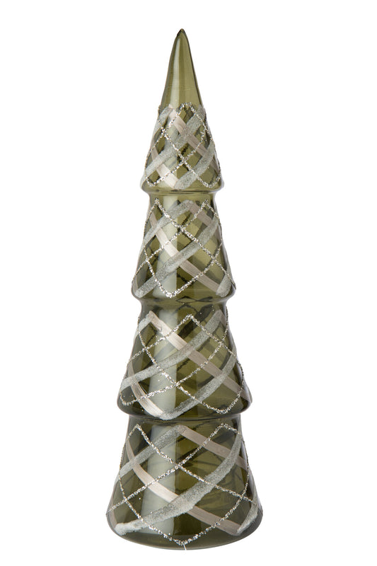 Tree Checkered Glass Dark Green/Gold Large