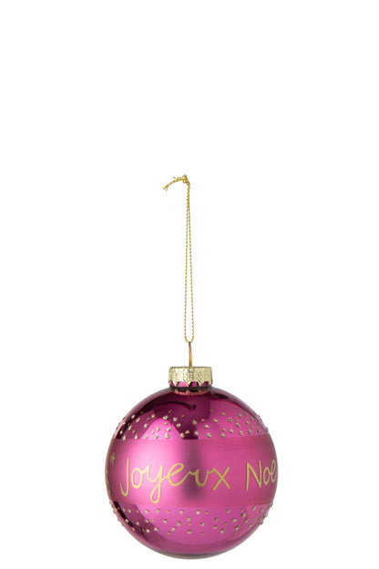Christmas Bauble Merry Christmas Glass Fuchsia