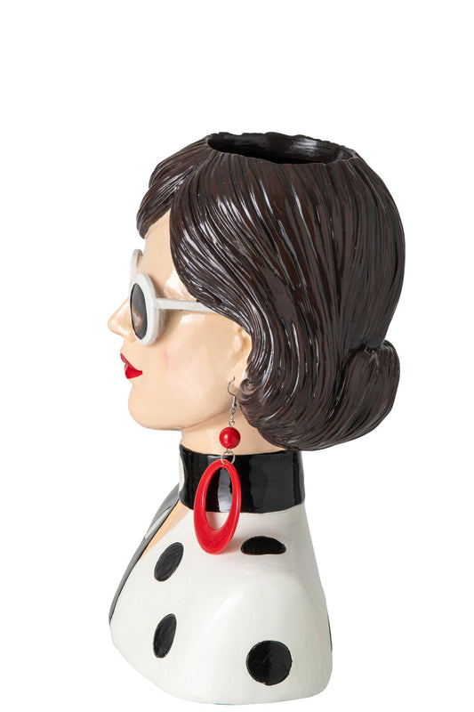 Vase Woman Resin Black/White