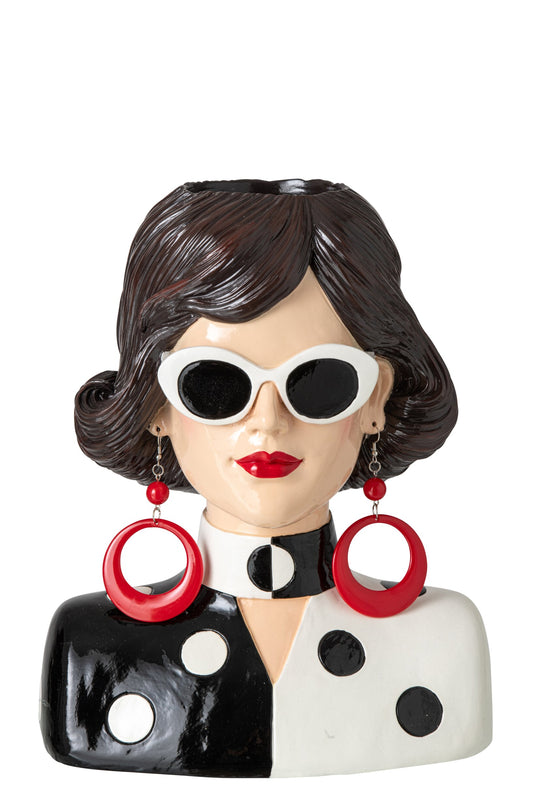 Vase Woman Resin Black/White
