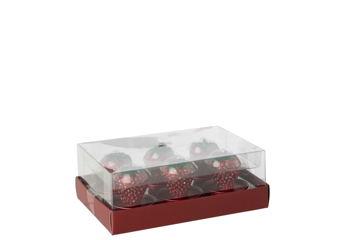 Doos Van 6 Kaars Aardbei Paraffine Kerstrood