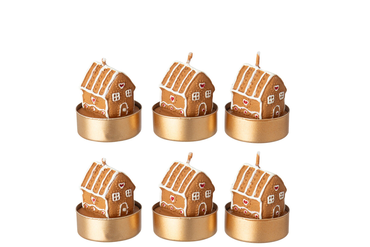Doos Van 6 Kaars Huis Paraffine Camel