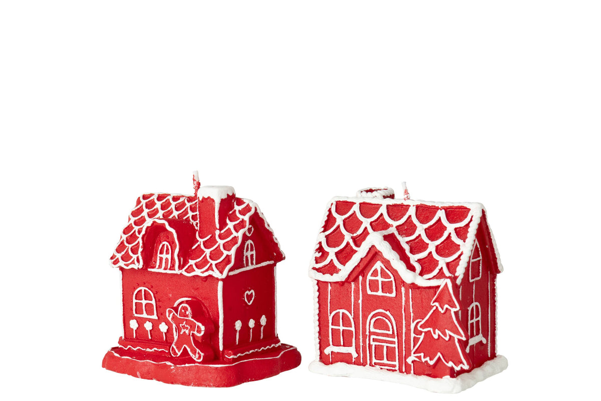 Kaars Peperkoekenhuis Paraffine Kerstrood Assortiment Van 2