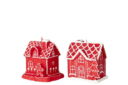 Kaars Peperkoekenhuis Paraffine Kerstrood Assortiment Van 2