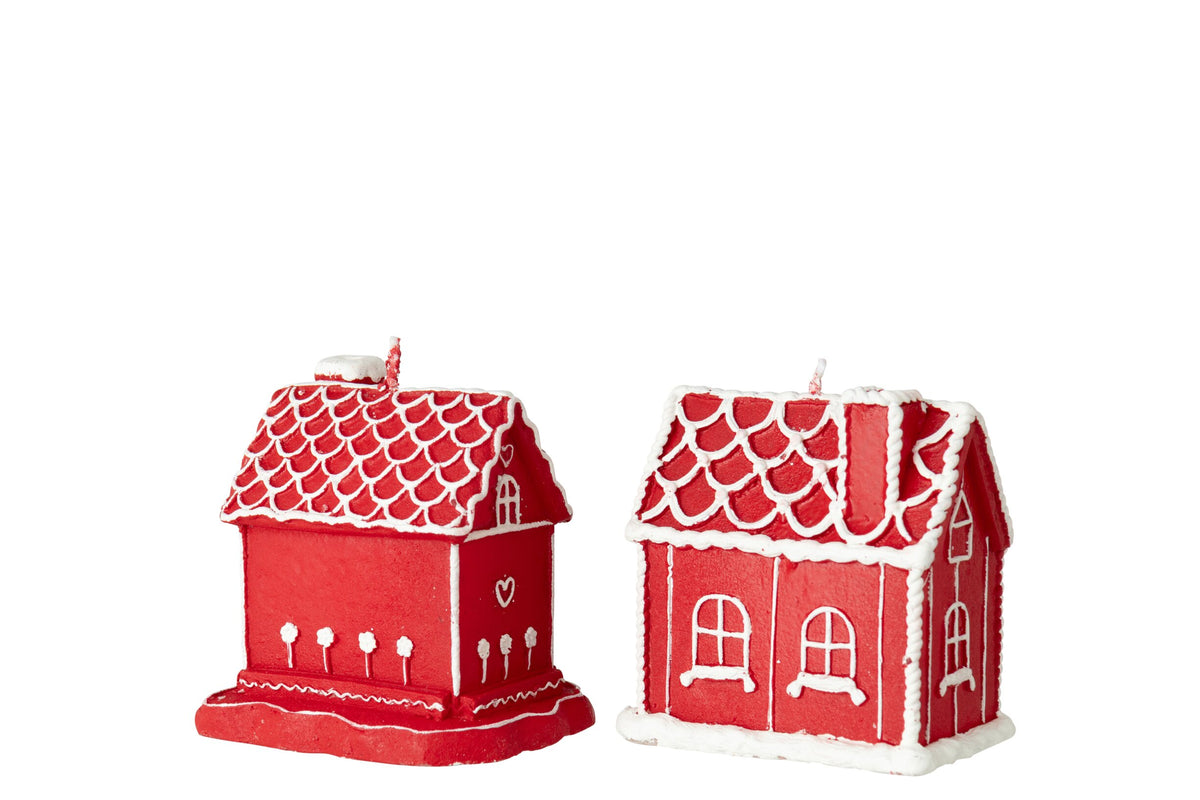 Kaars Peperkoekenhuis Paraffine Kerstrood Assortiment Van 2