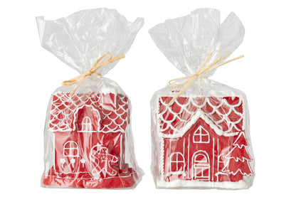 Kaars Peperkoekenhuis Paraffine Kerstrood Assortiment Van 2