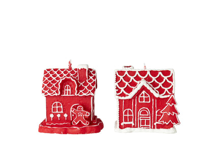 Kaars Peperkoekenhuis Paraffine Kerstrood Assortiment Van 2