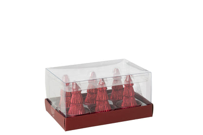 Doos Van 6 Kaars Dennenboom Paraffine Kerstrood