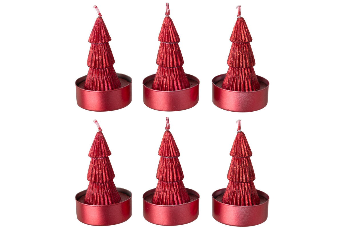 Doos Van 6 Kaars Dennenboom Paraffine Kerstrood