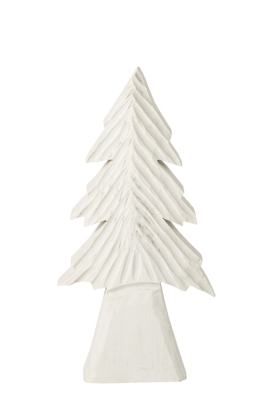 Tree Carved Paulownia Wood Off-White Medium