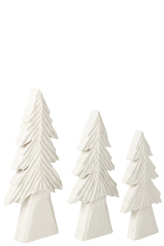 Tree Carved Paulownia Wood Off-White Large
