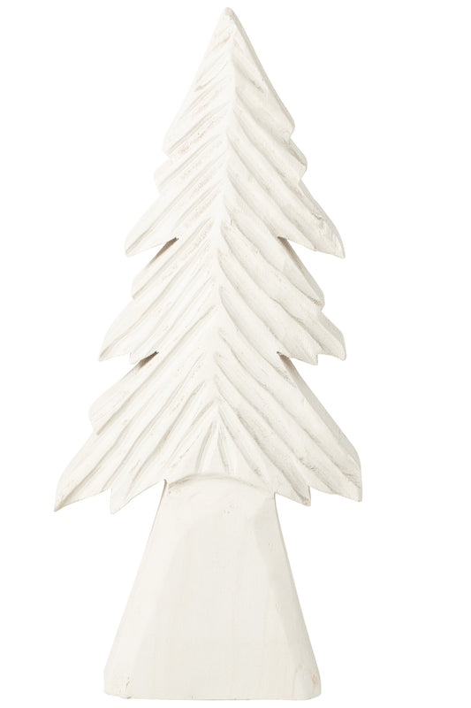 Tree Carved Paulownia Wood Off-White Large