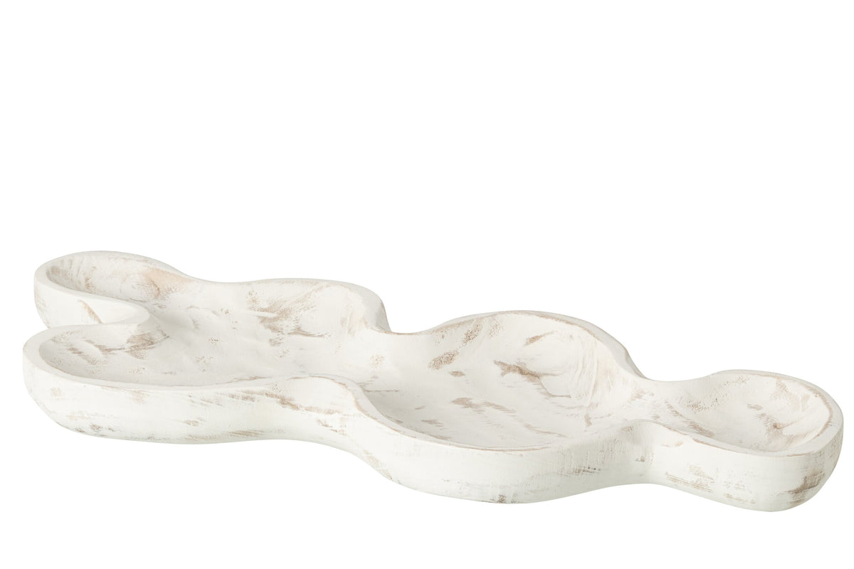 Decorative Tray Irregular Paulownia Wood Off-White