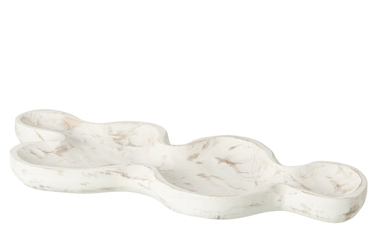 Decorative Tray Irregular Paulownia Wood Off-White