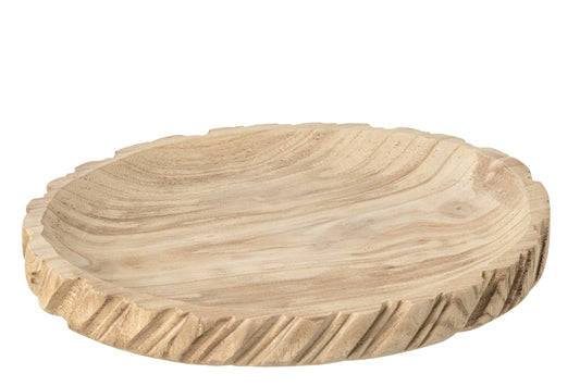 Decorative Tray Carved Paulownia Wood Natural