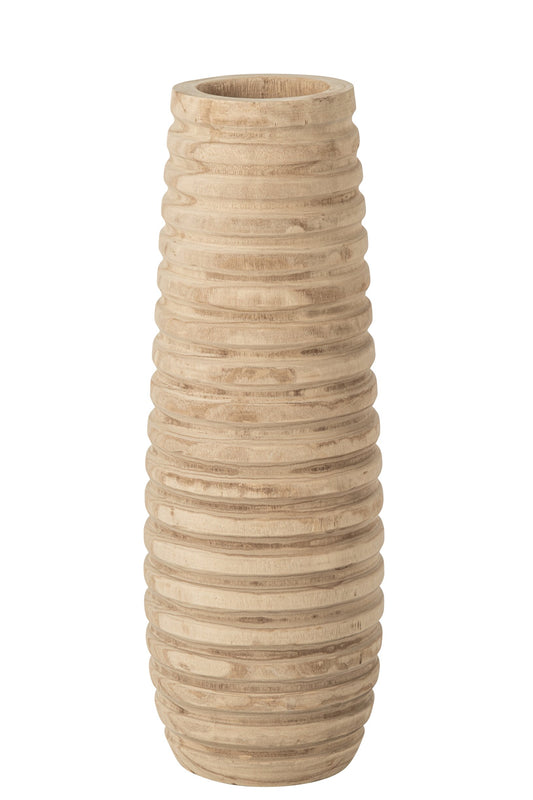 Vase Striped Paulownia Wood Natural Large