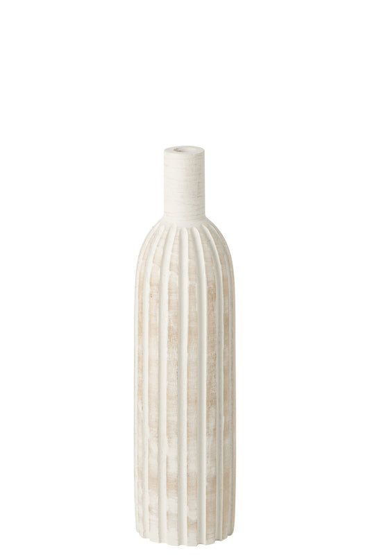 Vase Bottle Paulownia Wood White