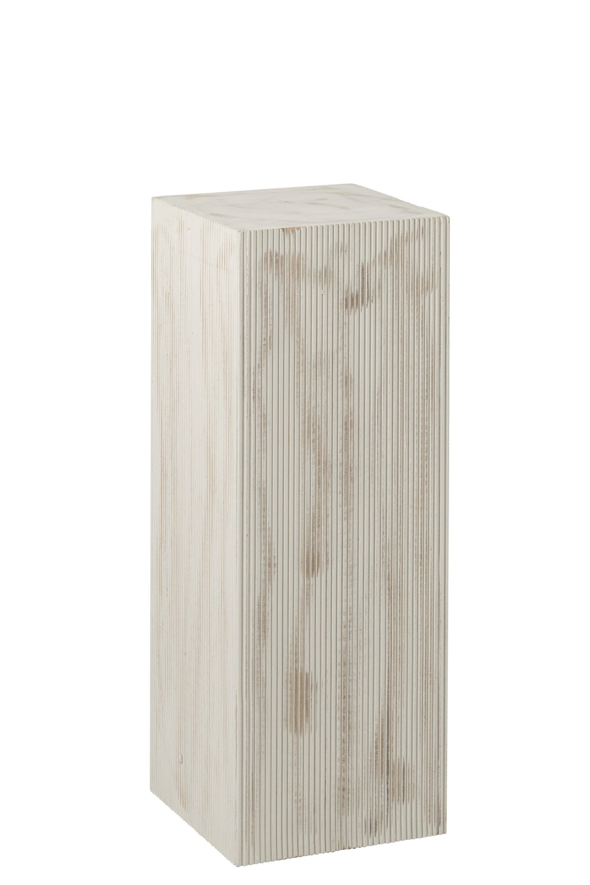 Pedestal Ribbed Paulownia Wood White Large