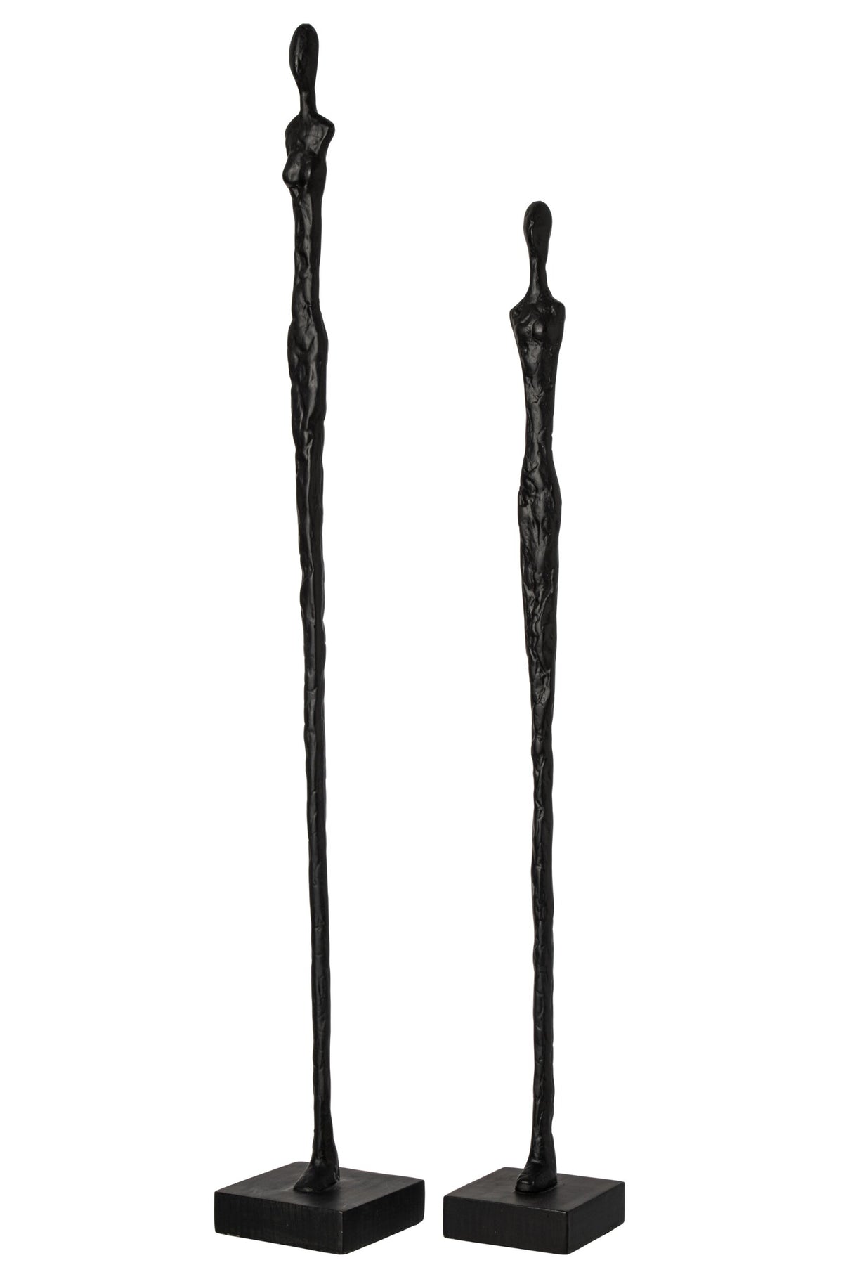 Set Of 2 Person On Base Abstract Polyresin Black
