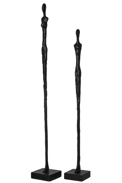 Set Of 2 Person On Base Abstract Polyresin Black