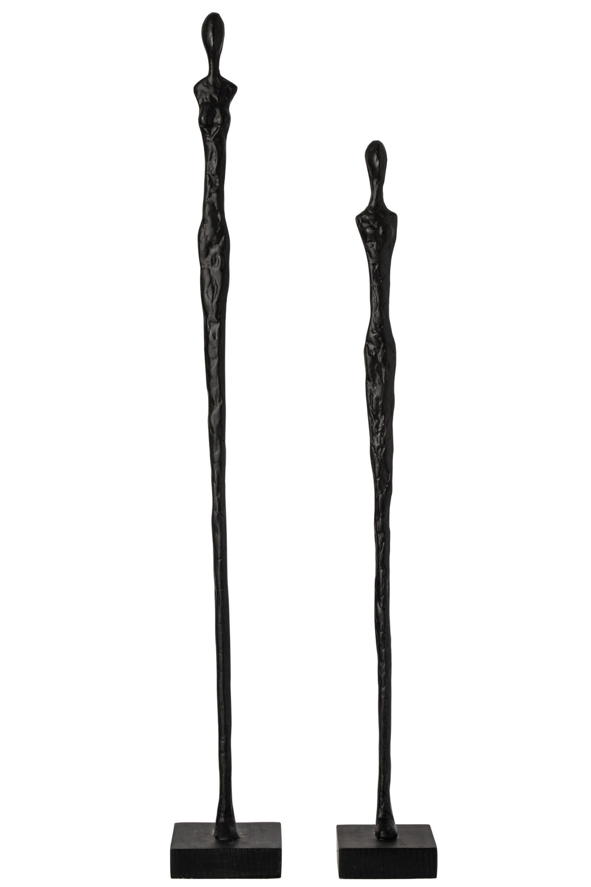 Set Of 2 Person On Base Abstract Polyresin Black