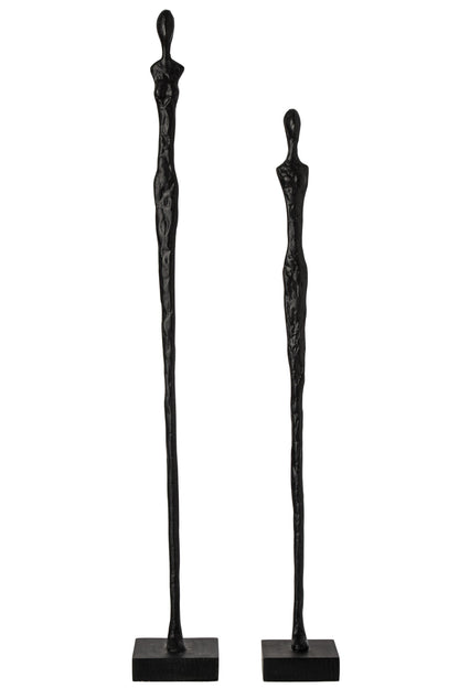 Set Of 2 Person On Base Abstract Polyresin Black