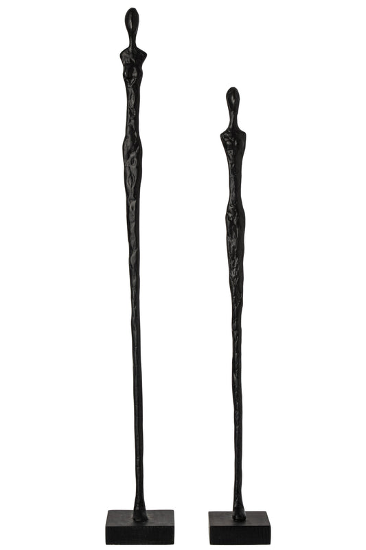 Set Of 2 Person On Base Abstract Polyresin Black