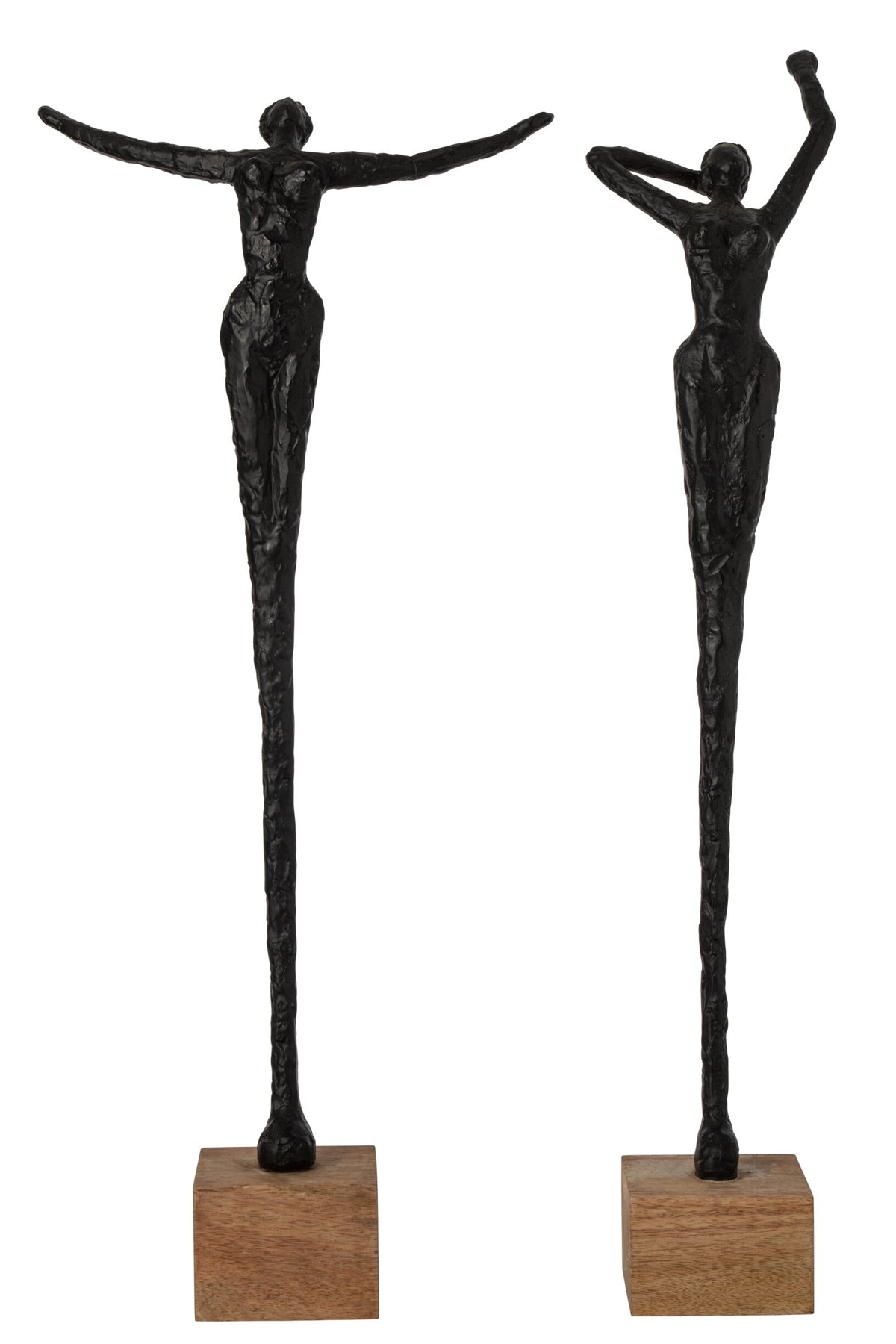 Lady On Base Pose Polyresin Natural/Black Assortment Of 2